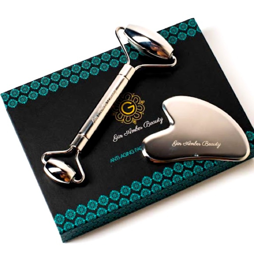 NEW‼️ STAINLESS STEEL ANTI-AGING PROFESSIONAL GUA SHA AND JADE ROLLER
